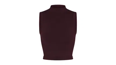 Pre-owned Nike X Skims Women's Vintage Seamless Mock Neck Bra Top In Currant In Purple