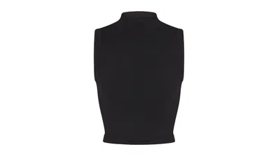 Pre-owned Nike X Skims Women's Vintage Seamless Mock Neck Bra Top In Obsidian In Black
