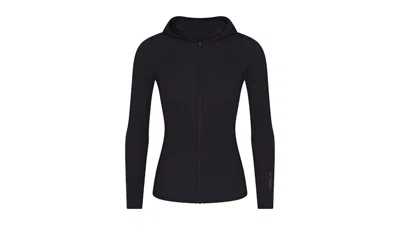 Pre-owned Nike X Skims Women's Weightless Layers Zip Up Hoodie In Obsidian In Black