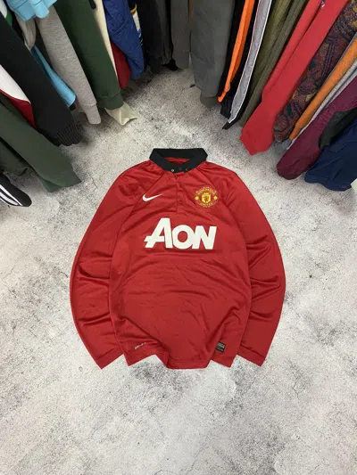 Pre-owned Nike X Soccer Jersey Manchester United Soccer Jersey Long Sleeve Y2k In Red