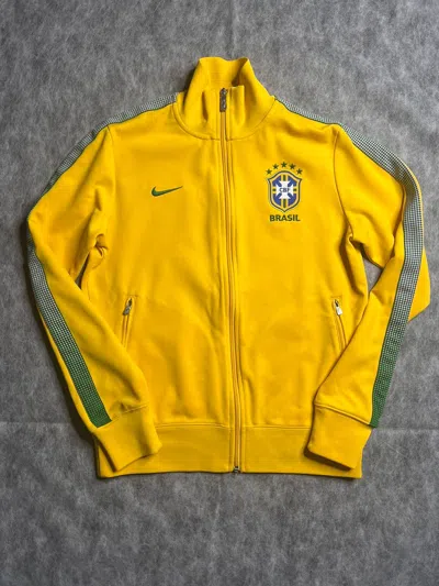 Pre-owned Nike X Soccer Jersey Nike Brazil Football Soccer Track Top Zip Jacket In Yellow