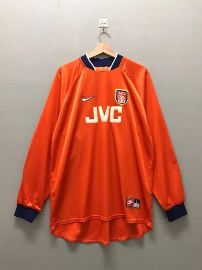 Pre-owned Nike X Soccer Jersey Vintage 1997-1998 Arsenal Goalkeeper Home Football Jersey In Orange