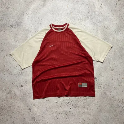 Pre-owned Nike X Soccer Jersey Vintage 90's Distressed Jersey Nike T-shirt Baggy Fit Japan In Red