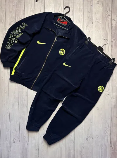 Pre-owned Nike X Soccer Jersey Vintage Nike Borussia Dortmund Soccer Tracksuit Size M In Navy