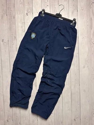 Pre-owned Nike X Soccer Jersey Vintage Nike Brazil Soccer Drill Pants Size S Distressed In Navy