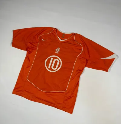 Pre-owned Nike X Soccer Jersey Vintage Nike Netherlands 10 Van Nistelrooy Soccer Jersey Vtg In Orange