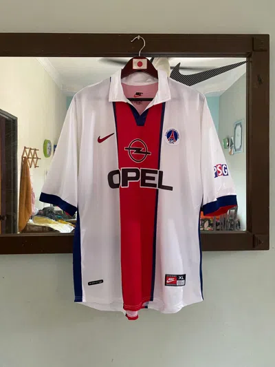 Pre-owned Nike X Soccer Jersey Vintage Nike Psg Paris Saint Germany Soccer Football Jersey In White Red