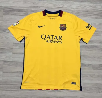 Pre-owned Nike X Soccer Jersey Vintage Nike Soccer Tee Shirt Barcelona Y2k Style In Yellow