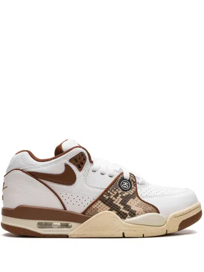 Nike X Stussy Air Flight 89 "pecan Fossil" Sneakers In White/pecan-fossil