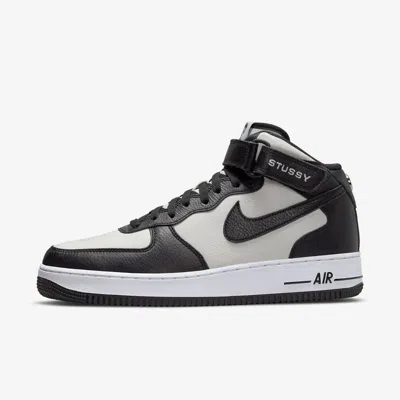Pre-owned Nike X Stussy Air Force 1 '07 Mid Sp Shoes (dj7840-002) 'black And White'