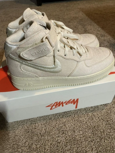 Pre-owned Nike X Stussy Air Force 1 Mid Fossil 2022 Shoes
