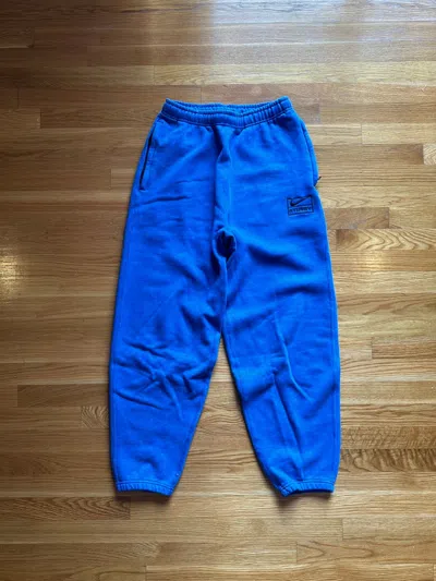 Pre-owned Nike X Stussy Blue Acid Wash Sweatpants Size Xs