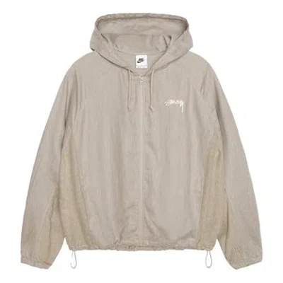 Nike X Stussy Linen Jacket Hoodie 'beige White' In Neutral