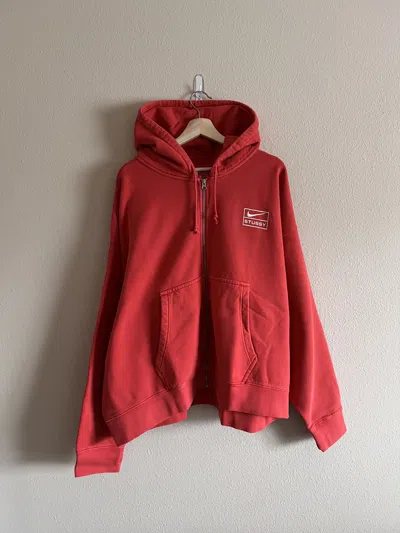 Pre-owned Nike X Stussy Nike Fleece Zip Hoodie In Red
