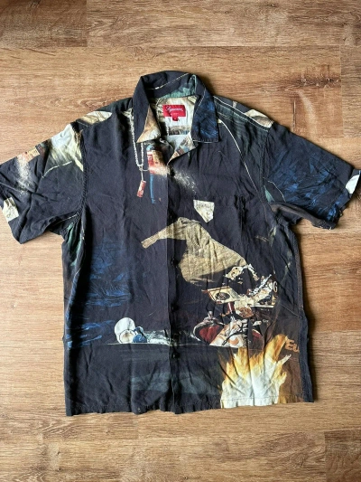 Pre-owned Nike X Supreme Firecracker Rayon S/s Shirt Ss21 In Black