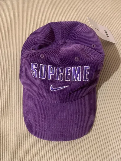 Pre-owned Nike X Supreme Nike Arc Logo Corduroy 6-panel Cap In Purple