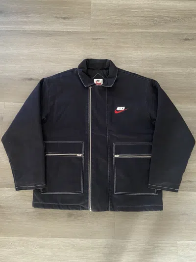 Pre-owned Nike X Supreme Nike Double Zip Quilted Work Jacket Fw18 In Blue