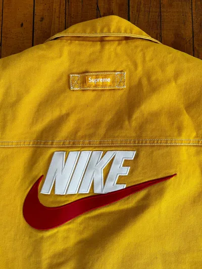 Pre-owned Nike X Supreme Nike Double Zip Quilted Work Jacket (l) In Mustard