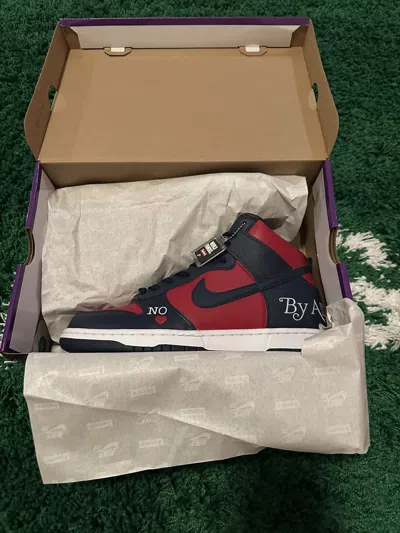 Pre-owned Nike X Supreme Nike Sb Dunk Hi Sneakers 11 In Red