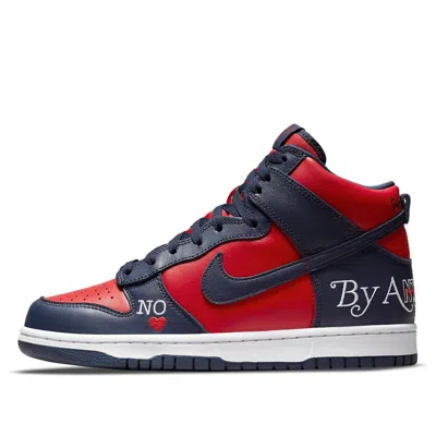 Nike X Supreme Sb Dunk High 'by Any Means - Red Navy' In Blue