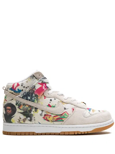 Nike X Supreme Sb Dunk High "rammellzee" Sneakers In White