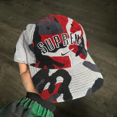 Pre-owned Nike X Supreme Ss22 Supreme X Nike 6 Panel Cord Corduroy Baseball Hat Cap In Red