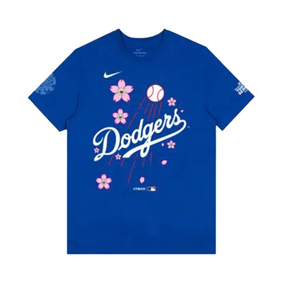 Pre-owned Nike X Takashi Murakami X Mlb World Tour Tokyo Series 2025 Dodgers Script Short-sleeve Tee 'blue' |