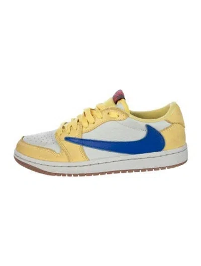 Pre-owned Nike X Travis Scott 1 Retro Low Og Sp 'canary' Athletic Sneakers In Yellow