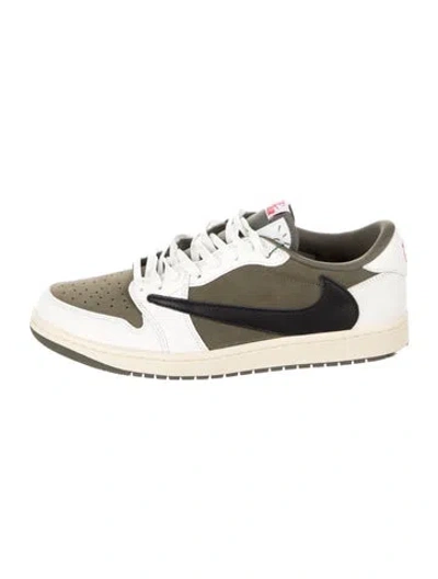 Pre-owned Nike X Travis Scott 1 Retro Low Og Sp Medium Olive Sneakers W/ Tags In Green/white