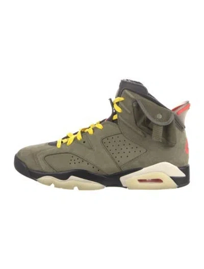 Pre-owned Nike X Travis Scott 6 Retro 'olive' Athletic Sneakers In Green