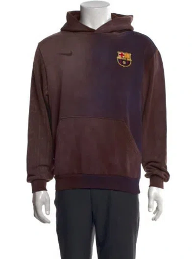 Pre-owned Nike X Travis Scott Fcb Graphic Print Hoodie In Brown