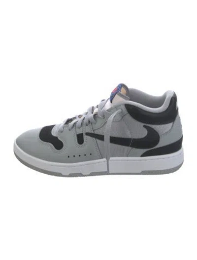 Pre-owned Nike X Travis Scott Leather Graphic Print Athletic Sneakers In Grey