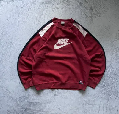 Pre-owned Nike X Vintage 00s Nike Vintage Center Logo Boxy Fit Spellout Sweatshirt In Red