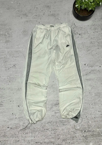 Pre-owned Nike X Vintage 00s Nike Vintage Nylon Double Swoosh Joggers Pants In White