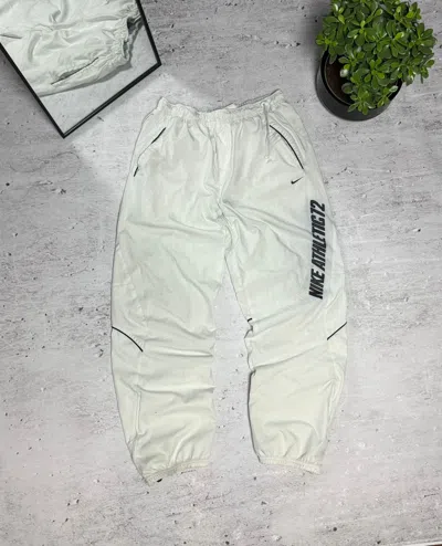 Pre-owned Nike X Vintage 00s Nike Vintage Nylon Joggers Drill Pants Y2k Baggy In White