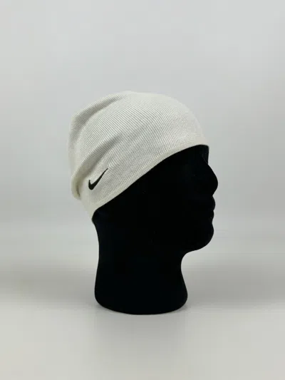 Pre-owned Nike X Vintage 1990's Vintage Nike Brown Swoosh Beanie Running Hat In Milky White