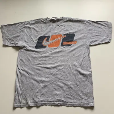Pre-owned Nike X Vintage 1990s Nike Swoosh Graphic T Shirt Medium Made In Usa In Gray