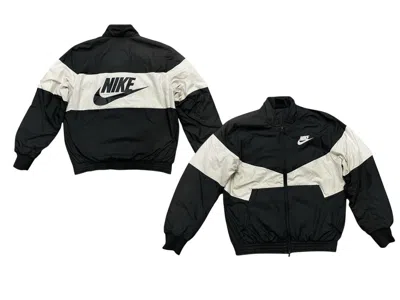 Pre-owned Nike X Vintage 2000s Nike Bomber Jacket Big Logo Sun Faded In Black