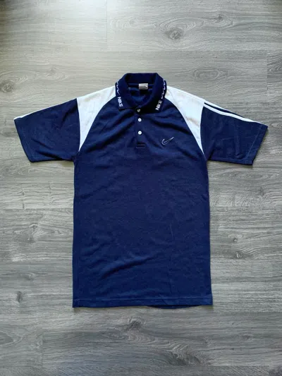 Pre-owned Nike X Vintage 80's Vintage Nike Navy Polo Shirt Long Fit