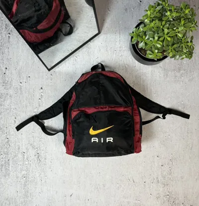 Pre-owned Nike X Vintage 90's Nike Airmax Vintage Nylon Backpack Bag In Black