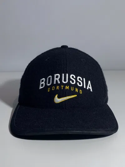Pre-owned Nike X Vintage 90's Nike Borussia Dortmund Wool Hat Cap In Black