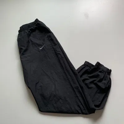 Pre-owned Nike X Vintage 90's Nike Embroidered Swoosh Track Pants Black