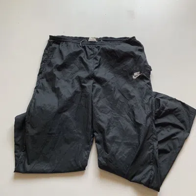 Pre-owned Nike X Vintage 90's Nike Embroidered Swoosh Track Pants Black Large