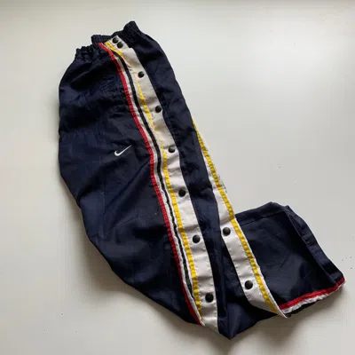 Pre-owned Nike X Vintage 90's Nike Embroidered Swoosh Track Pants Xl In Navy