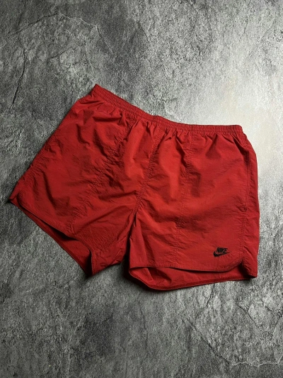 Pre-owned Nike X Vintage 90's Nike Embroidery Swoosh Nylon Blokecore Shorts In Red