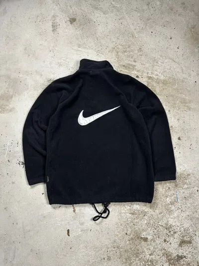 Pre-owned Nike X Vintage 90's Nike Fleece Big Swoosh 1/4 Zip Sweatshirt Boot In Black