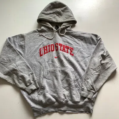 Pre-owned Nike X Vintage 90's Nike Ohio State Center Swoosh Hoodie Sweater In Grey