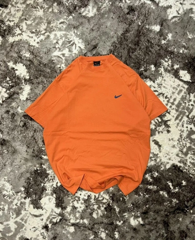 Pre-owned Nike X Vintage 90's Nike Orange Swoosh Logo Baggy T Shirt In Hot Orange
