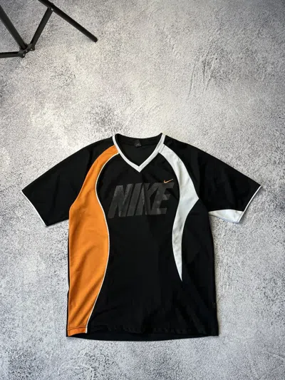 Pre-owned Nike X Vintage 90's Nike Swoosh T-shirt Made In Usa Drill In Black