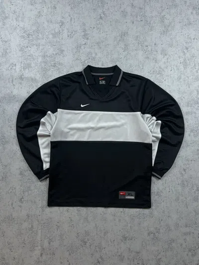Pre-owned Nike X Vintage 90's Nike Swoosh Vintage Drill Oversized Retro Sweatshirt In Black